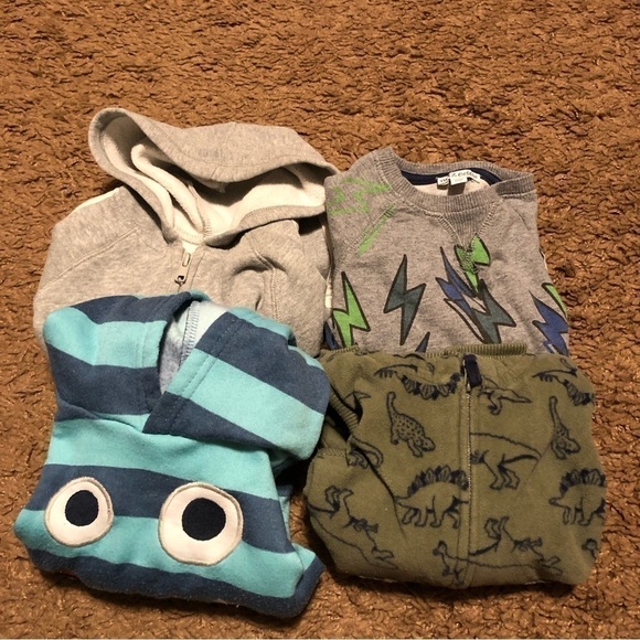 3T Sweatshirt Bundle Boys Lightning Bolt Monster Dinosaur Fleece Vest Old Navy - Picture 2 of 8